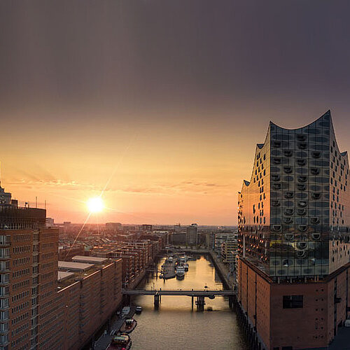 Panoramic view over the city of Hamburg.