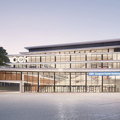 Exterior view of the Congress Center Hamburg building.